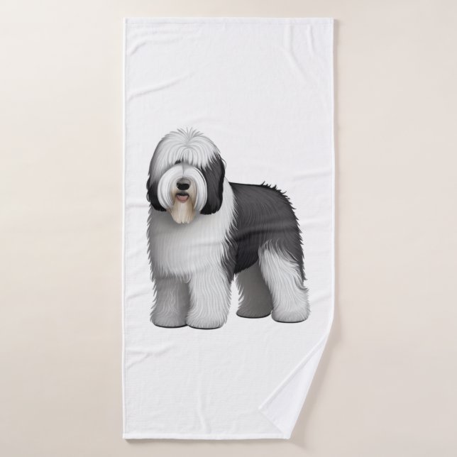 Old English Sheepdog 10 Badehandtuch (Badehandtuch)