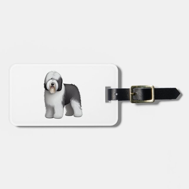 Old English Sheepdog 10 Gepäckanhänger (Vorderseite horizontal)