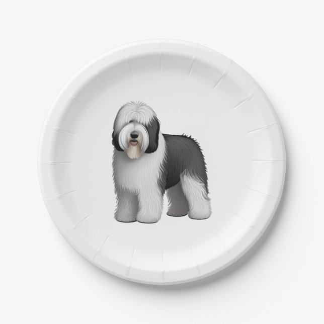 Old English Sheepdog 10 Pappteller (Vorderseite)