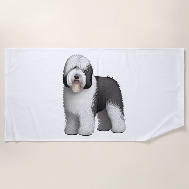 Old English Sheepdog 10 Strandtuch (Vorderseite)