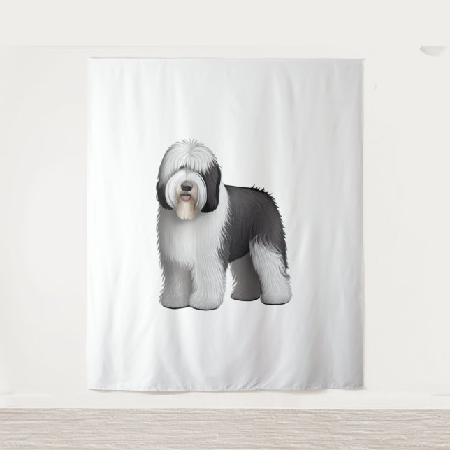 Old English Sheepdog 10 Wandteppich (Vorderseite)