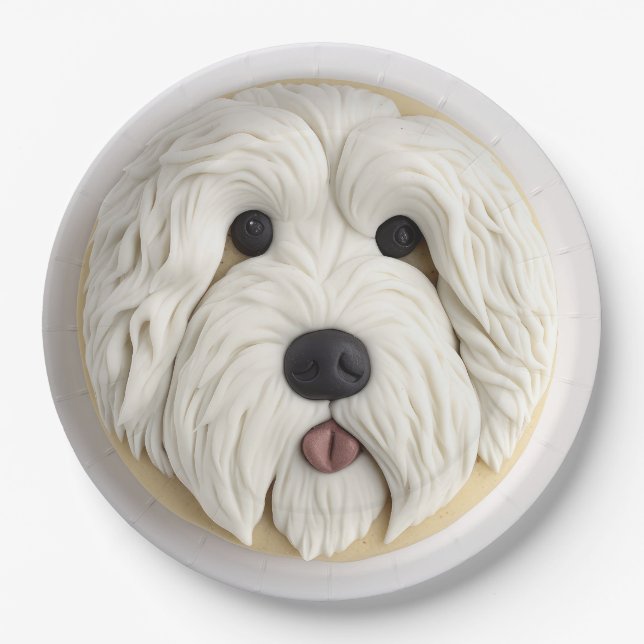 Old English Sheepdog 3D Inspiriert Pappteller (Vorderseite)
