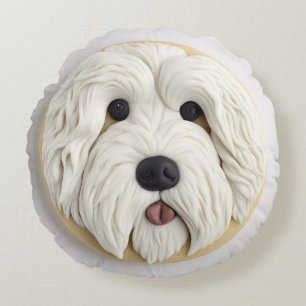 Old English Sheepdog 3D Inspiriert Rundes Kissen