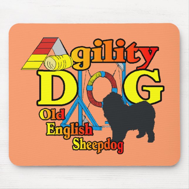 Old English Sheepdog Agility Shirts Geschenke Mousepad (Vorne)