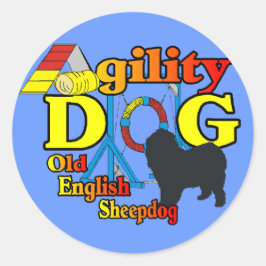 Old English Sheepdog Agility Shirts Geschenke Runder Aufkleber