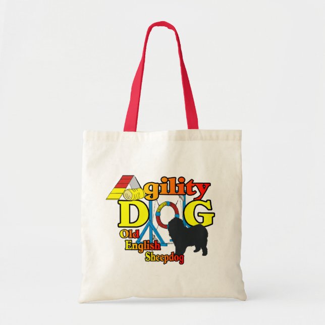 Old English Sheepdog Agility Shirts Geschenke Tragetasche (Vorne)