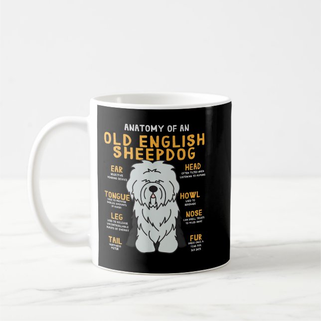 Old English Sheepdog Anatomy Funny Dog Mom Dad  Kaffeetasse (Links)