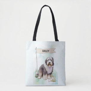 Old English Sheepdog Aquarell personalisierter Hun