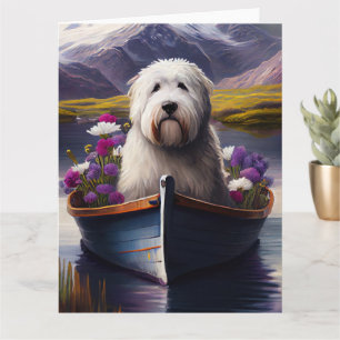Old English Sheepdog auf Paddle: Ein Landschaftlic Karte
