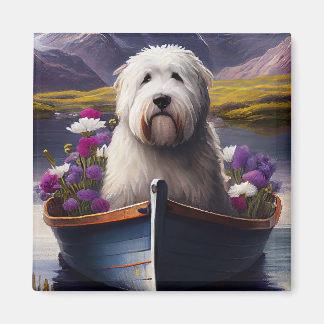 Old English Sheepdog auf Paddle: Ein Landschaftlic Magnet (Vorne)