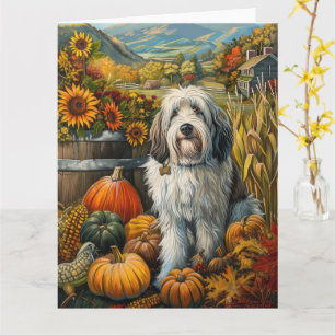 Old English Sheepdog Autumn Harvest Erntedank Karte
