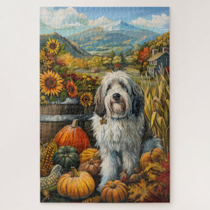 Old English Sheepdog Autumn Harvest Erntedank Puzzle