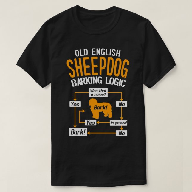Old English Sheepdog Barking Logic Funny Dog Lover T-Shirt (Design vorne)