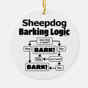 Old English Sheepdog Barking Logic Keramik Ornament
