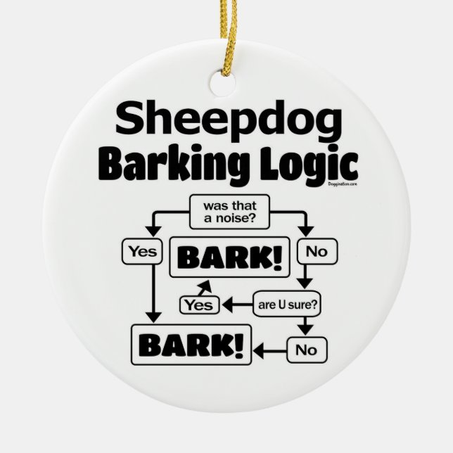 Old English Sheepdog Barking Logic Keramik Ornament (Vorne)