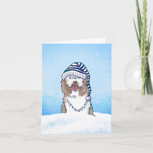 Old English Sheepdog Christmas Card Dankeskarte (Vorderseite)