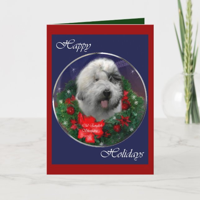 Old English Sheepdog Christmas Geschenke Feiertagskarte (Vorderseite)