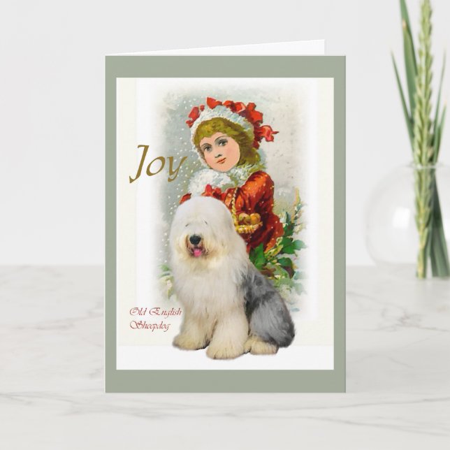 Old English Sheepdog Christmas Geschenke Feiertagskarte (Vorderseite)