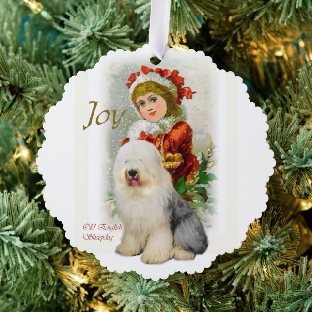 Old English Sheepdog Christmas Geschenke Ornament Karte (Insitu (Baum))
