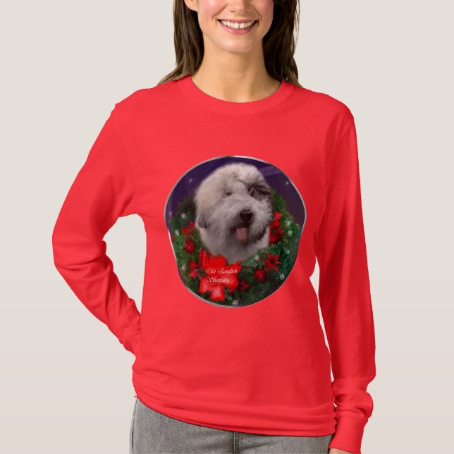 Old English Sheepdog Christmas Geschenke T-Shirt (Vorderseite)
