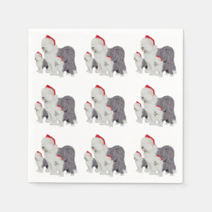Old English Sheepdog Christmas Paper Napkin Serviette
