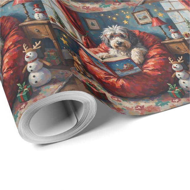 Old English Sheepdog Christmas Story Time Holiday Geschenkpapier (Rolleneckpunkt)