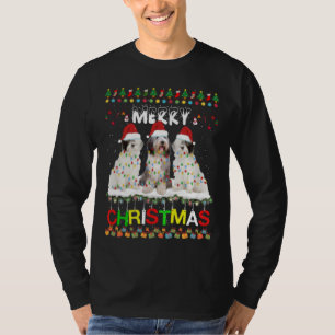 Old English Sheepdog Christmas Tree Light Xmas Dog T-Shirt