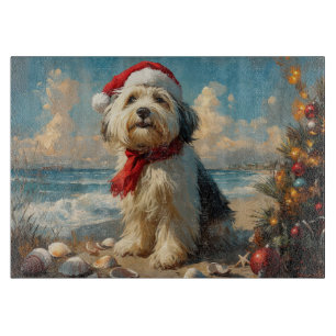 Old English Sheepdog Christmas Vintag Beach Schneidebrett