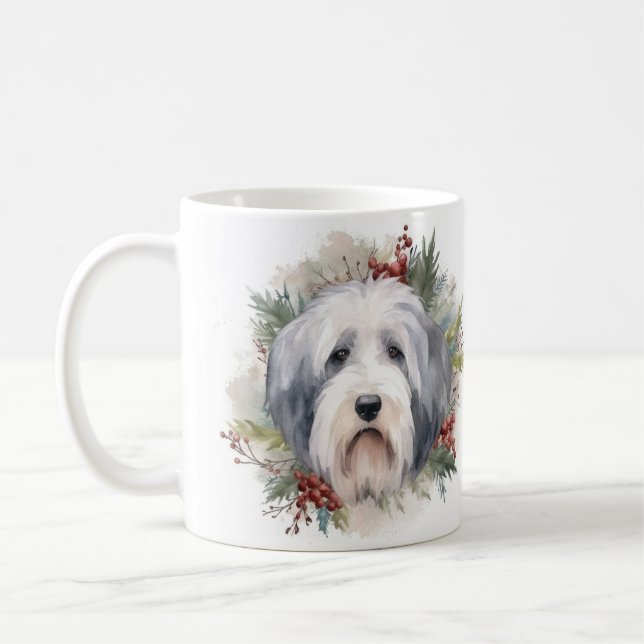 Old English Sheepdog Christmas Wreath Festivals Kaffeetasse (Links)