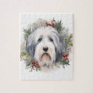 Old English Sheepdog Christmas Wreath Festivals Puzzle