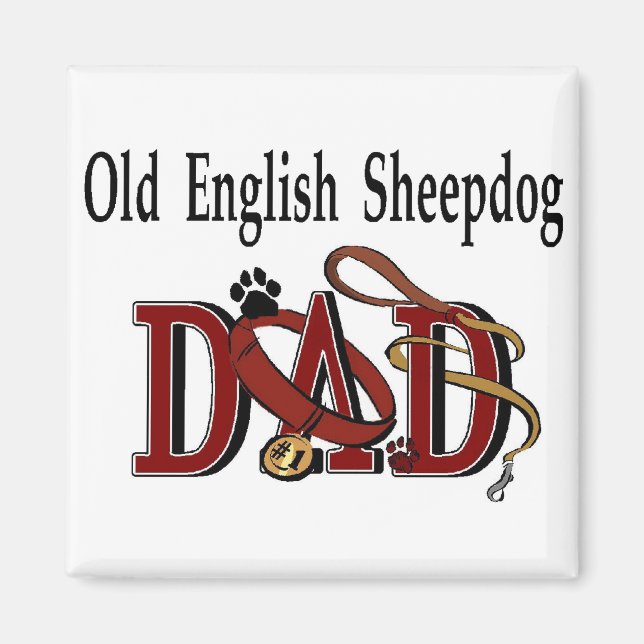 Old English Sheepdog DadGeschenke Magnet (Vorne)
