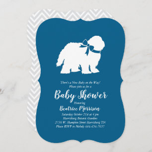 Old English Sheepdog Dog Baby Shower Boy Blue Einladung