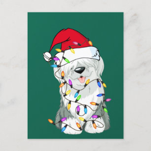 Old English Sheepdog Dog Light Decor Christmas Dog Postkarte