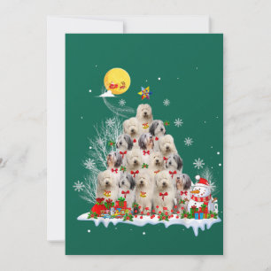 Old English Sheepdog Dog Reindeer Pine Christmas Einladung