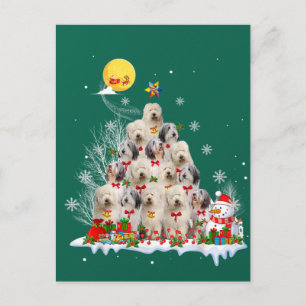 Old English Sheepdog Dog Reindeer Pine Christmas Postkarte