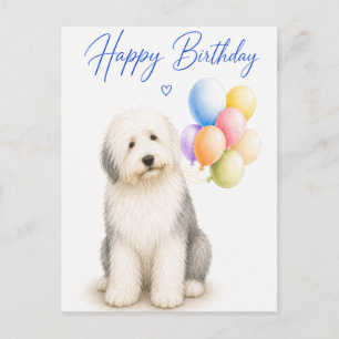 Old English Sheepdog Geburtstag Postkarte