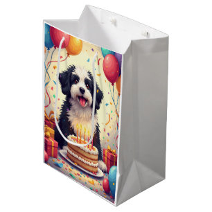 Old English Sheepdog Geburtstagsfeier Mittlere Geschenktüte