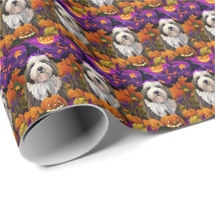 Old English Sheepdog Halloween Hexenkürbis Geschenkpapier
