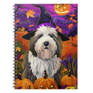 Old English Sheepdog Halloween Hexenkürbis Notizblock