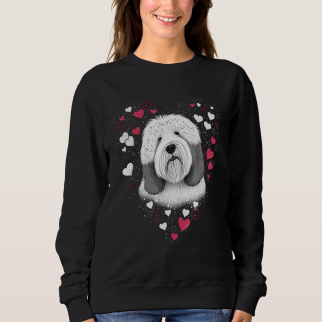 Old English Sheepdog Heart for Valentines Day Bobt Sweatshirt (Vorderseite)