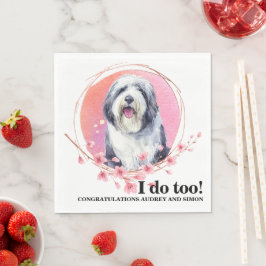 Old English Sheepdog Hochzeit von Napkins mit Foto Serviette