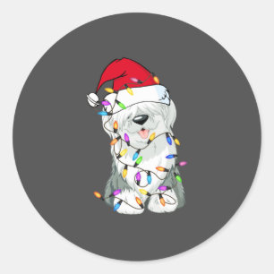 Old English Sheepdog Hund Light Decke Weihnachtshu Runder Aufkleber