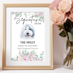 Old English Sheepdog Hund Signature Drink Sign Poster