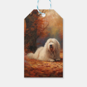 Old English Sheepdog im Herbst Leaves Fall Inspiri Geschenkanhänger
