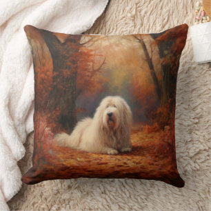 Old English Sheepdog im Herbst Leaves Fall Inspiri Kissen