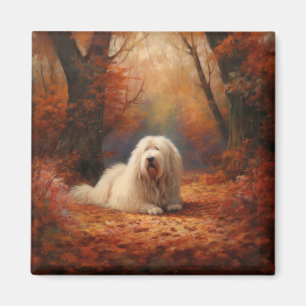 Old English Sheepdog im Herbst Leaves Fall Inspiri Magnet