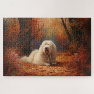 Old English Sheepdog im Herbst Leaves Fall Inspiri Puzzle