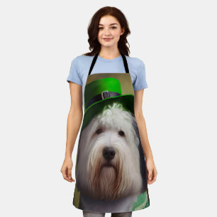 Old English Sheepdog in St. Patrick's Day Dress Schürze