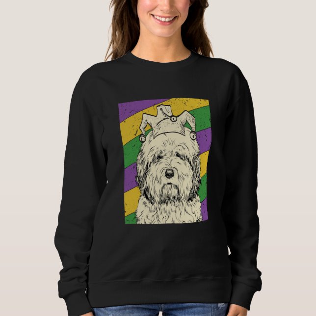 Old English Sheepdog Jester Mardi Gras Dog Mom or  Sweatshirt (Vorderseite)