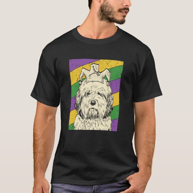 Old English Sheepdog Jester Mardi Gras Dog Mom or  T-Shirt (Vorderseite)